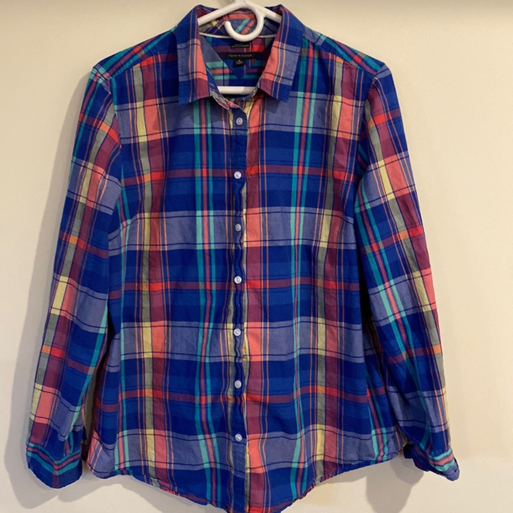 Women’s Tommy Hilfiger Button Down blue and pink XL